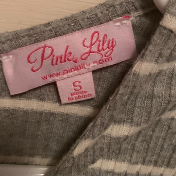 Pink Lily- Grey and White Striped Romper - Picture 9 of 9